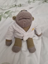 PG Tips Monkey 2014 White Dressing Gown With Gold M Logo  Soft Plush/Knitted Toy