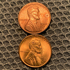 Lot Of 2 1945-s 1947-s Bu Lincoln Wheat Cents Rb Copper 0.95 Business Km132 Lot Of 2 1945-s 1947-s Bu Lincoln Wheat Cents Rb Copper 0.95 Business Km132