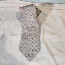 Edward Armah, Silk Necktie, Grey Geometic Design, Italy, NICE