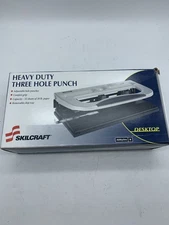 Skillcraft Adjustable Heavy Duty Three Hole Punch Metallic/Black ~ FREE SHIPPING