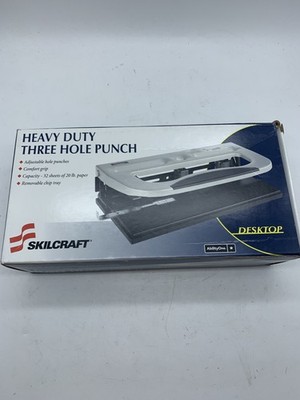 Skillcraft Adjustable Heavy Duty Three Hole Punch Metallic/Black ~ FREE SHIPPING