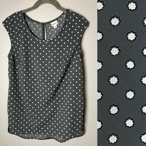 Merona Blouse Size Small Shirt Top Sleeveless Gray Blue White Casual Work Office