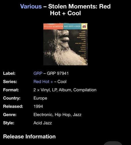 Stolen Moments: Red Hot + Cool Impulse Jazz Hip Hop 1994 Double LP RARE - Picture 10 of 14