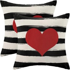Valentines Pillow Covers 18x18 Inch Set of 2,Red Love Heart Throw Pillows
