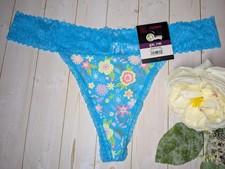 NWT No Boundaries Size XXL 19 Blue Floral Lace Microfiber Thong Panties