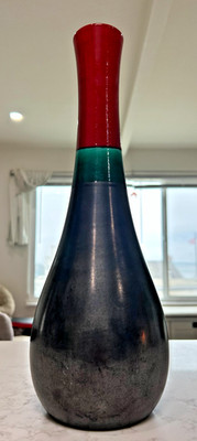 DESTINOS S.A. Vintage Glazed Red & Blue 15  Vase Made in Portugal