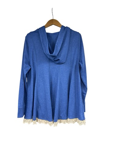 Logo Lounge Lori Goldstein Blue Purple Lace Trim Layering Hoodie Womens Medium - Picture 4 of 6