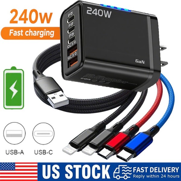 240W Supe Fast Charging USB Type C Wall Charger For Samsung iPhone Android Phone
