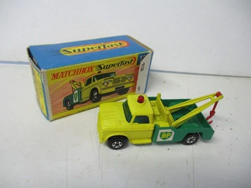 Matchbox Lesney Superfast SF13 Dodge "BP" Wrecker- WIDE WHEELS, boxed