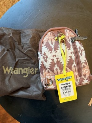 Wrangler Brown/Beige Western Aztec Geometric Zip Crossbody Bag