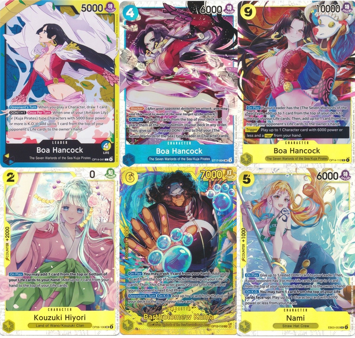 Blue/Yellow Hancock Deck - Nami - Boa Hancok - Bartholomew Kuma - One Piece  NM