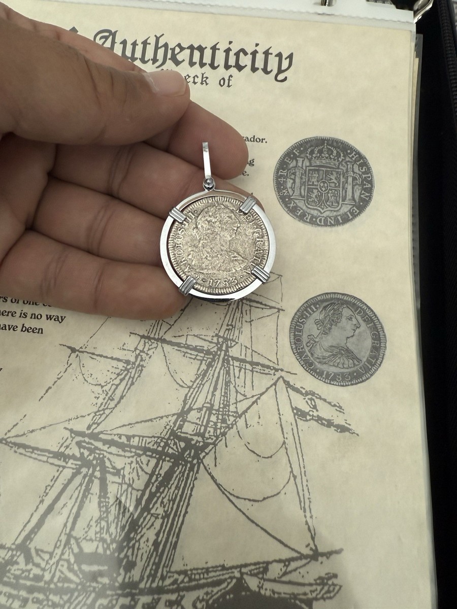 1783 El Cazador Shipwreck Coin Set In Stainless Steel Mount