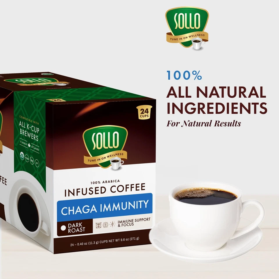 K-Cups de café con setas infundidas | Café tostado oscuro con extracto 100 % de Chaga |... Foto 4 de 4