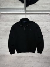 Polo Ralph Lauren Black Half Zip Sweater Purple Pony Logo Knitted Pullover