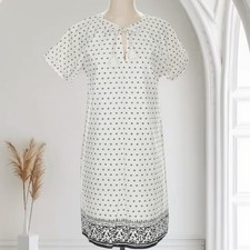 Vineyard Vines Fan Border Print Tunic Dress Linen Womens 4 Preppy Coastal