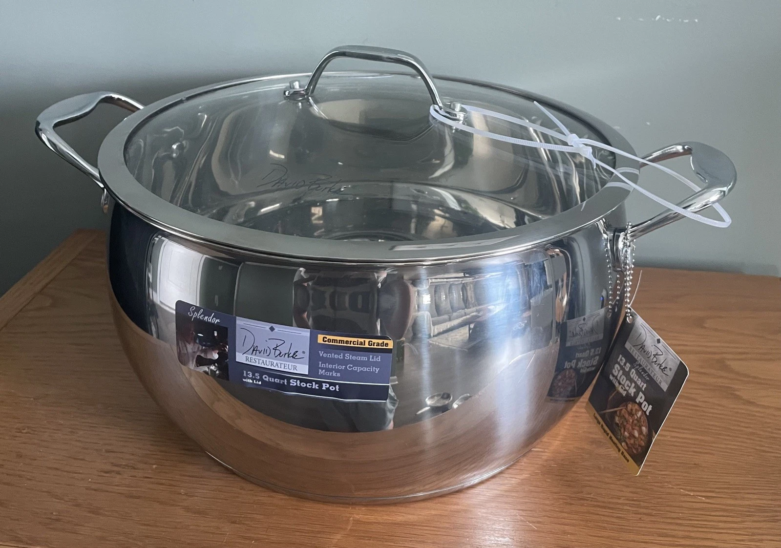 David Burke 13.5 Quart Stock Pot Splendor Series Glass Lid Up To 500 F NEW