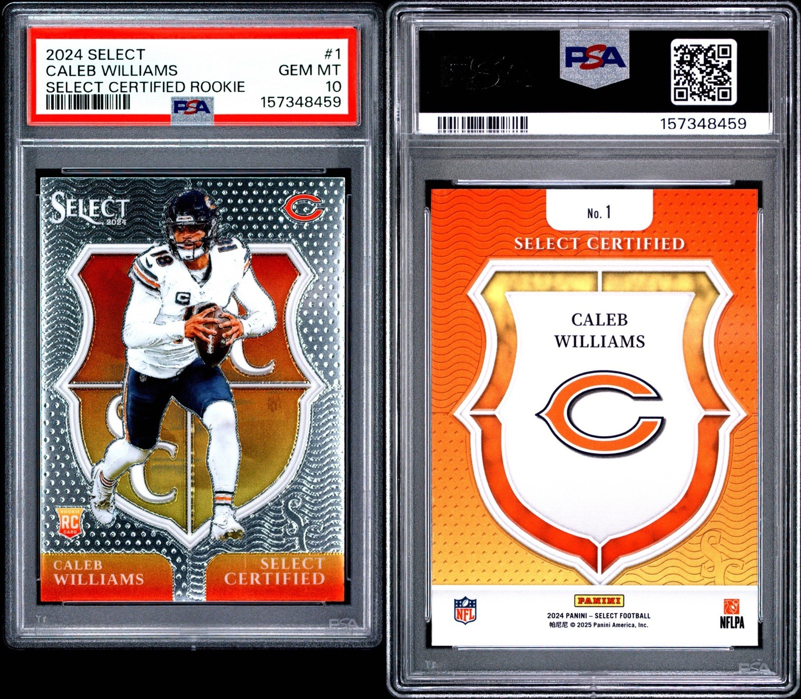 2024 Panini Select Caleb Williams Select Certified Rookie PSA 10 GEM MINT #1 RC  view 3