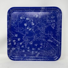 IKEA Barbar 13” x 13” Square Melamine Tray Blue Seed Pods Sun print MINT