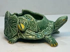 McCoy Green Turtle Water Lilies Planter Vintage 1950s Mid Century Ceramic