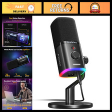 Dynamic USB/XLR Podcast Microphone for PC Gaming, RGB, Mute Button, Stand