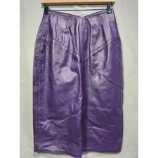 NWT Womens Leather Skirt Purple SOFT Lambskin Vintage 80s 90s Pencil Midi Sz 8