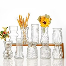 Glass Bud Vase Set of 10: Eylkoi Clear Vases for Centerpieces Decorative, Vin...