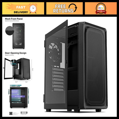 ATX Mid Tower PC Case, Type-C Ready, Tempered Glass, Supports 50 Series GPUs, 8