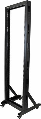 StarTech.com 2-Post 42U Mobile Open Frame Server Rack, Two Post 42U, Black 
