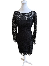 Adrianna Papell Women's 2P Black Long Sleeve Lace Pencil Dress