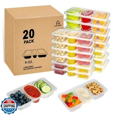 MACTANO 8 OZ Reusable Snack Containers with Lids, New 3 Compartment Condiment