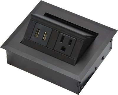 Hide-A-Dock Power/Data Station, 1 Outlet, 2 USB Ports | National Lighting | BLK