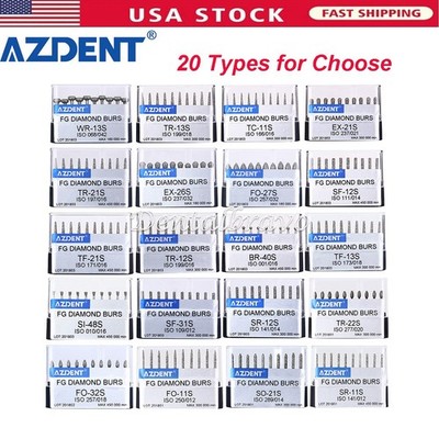 100Pcs AZDENT Dental Super Coarse Diamond Grit FG Burs for High Speed Handpiece