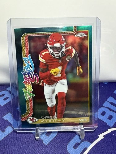 2025 Topps Chrome Xavier Worthy Aqua Refractor (RAW)