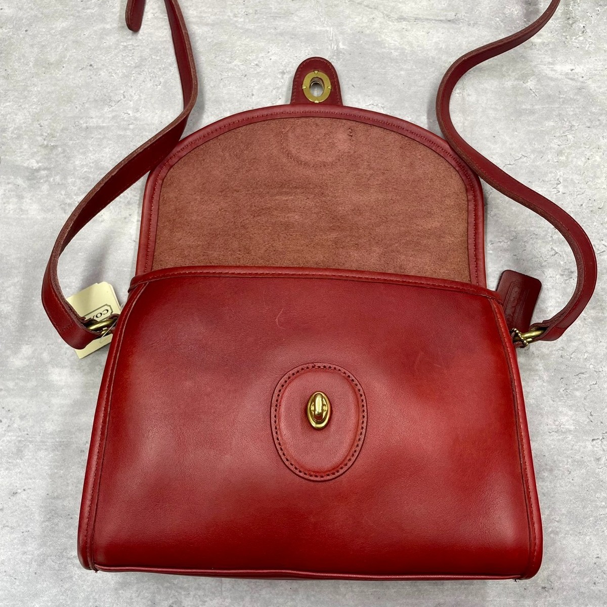 COACH 9908 vintage Turnlock Leather Devon Shoulder Bag Red Brown 