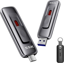 Image of SSK 128GB Portable SSD External Drive, up to 560 MB/s read, with Sliding Dual-D