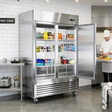 Commercial 54"W Refrigerator 42 cu. ft. 2 Solid Door Reach-In Refrigerator