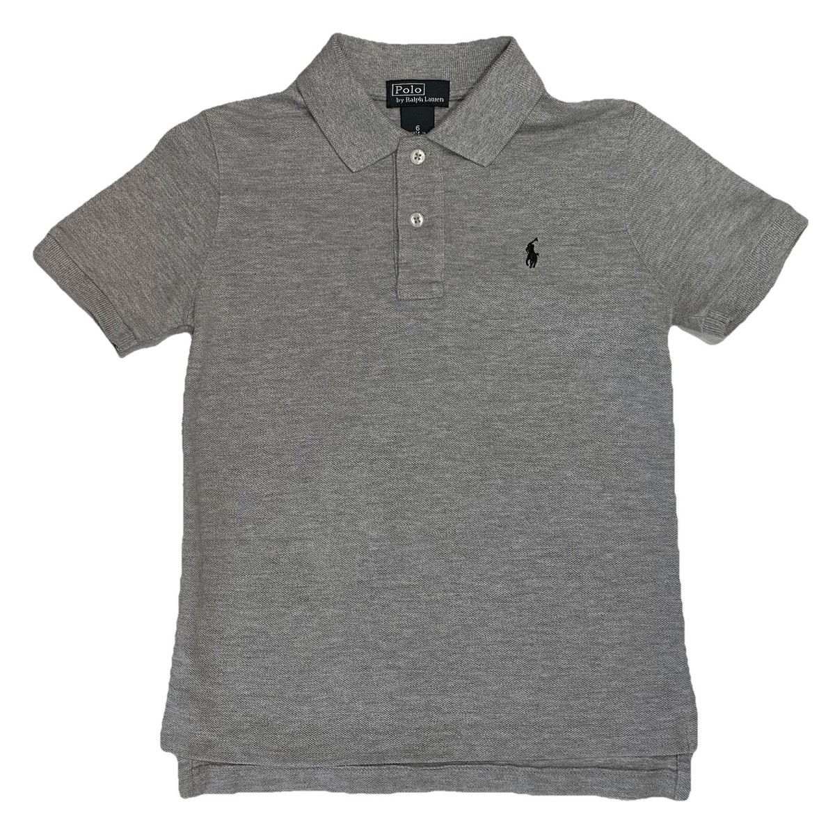 POLO RALPH LAUREN BOYS 6 SHORT SLEEVE POLO SHIRT HEATHER GRAY MESH