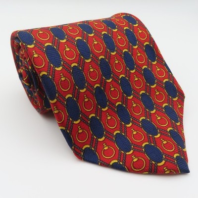 Robert Talbott Tie Silk Red Blue Gold Polka Dot 3.75'' Wide 58'' Long Italy
