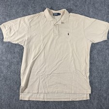 POLO Ralph Lauren Polo Shirt Mens XL Beige Short Sleeve Made In USA Pony