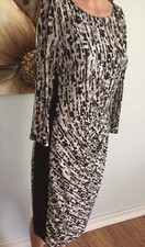 Lauren Ralph Lauren Size 8 Black/White/Beige Abstract Print Dress L/S Pull-Over
