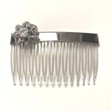 Women Vintage Hair Comb Clear Silver Crystal Flower Extra Grip No Slip Teeth New