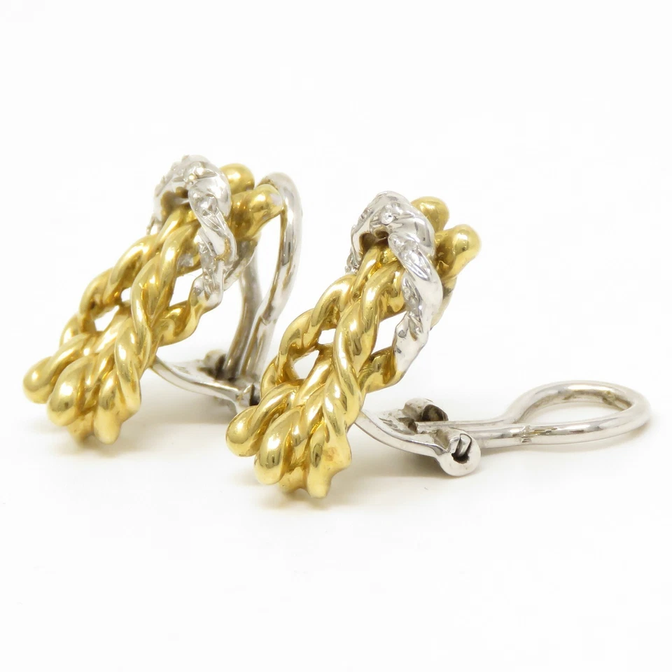 Pendientes NYJEWEL Gucci Oro 18k Dos Tonos Diamantes Clip On Foto 2 de 4