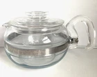 PYREX Flameware Clear 6 Cup Glass TeaPot with Lid 8336 Silver Band Vintage