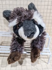 Toy Works Raccoon Plush Stuffed Animal Soft Furry Realistic Gray Brown