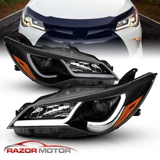 [LED Tube Bar]For 2015-2017 Toyota Camry Plank Style Black Projector Headlights