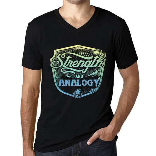 Hombre Camiseta T-Shirt Strenght and ANALOGY Negro Profundo |