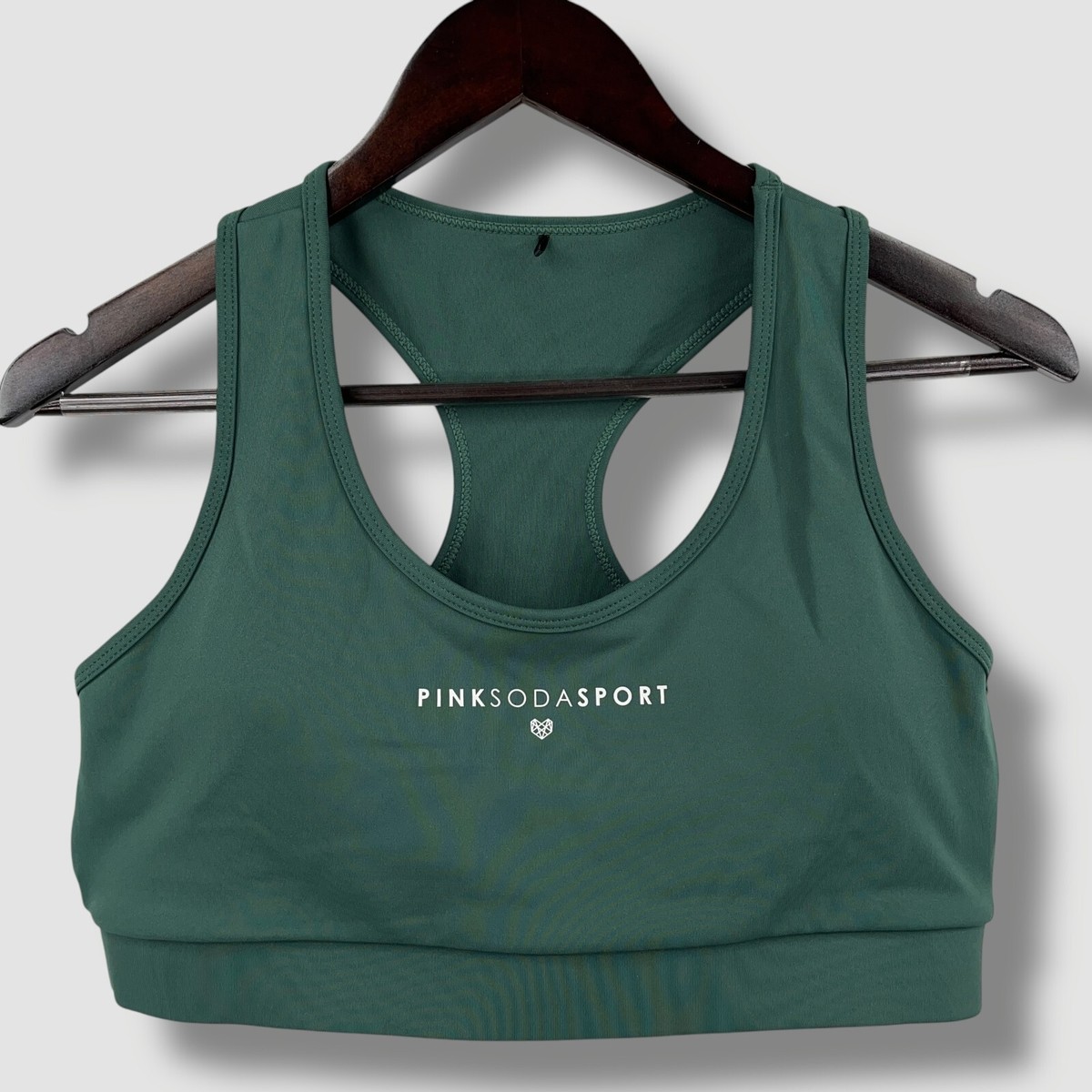 PINK SODA Womens Sport Essentials Muscle Bra in Green SIZE UK-16