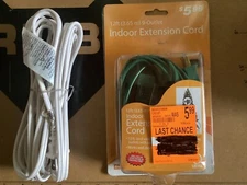 12 FT WHITE 3 Outlet 2 Prong Indoor Wall Power AC Extension Cord Cable White UL