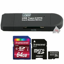 VidPro USB 2.0 Type-C MicroSD & SD Card Reader with Micro SD & SDHC Memory Card