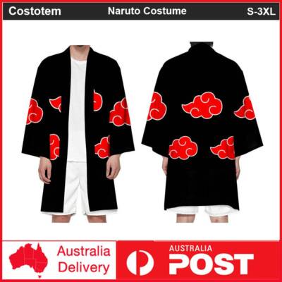 Naruto Akatsuki Uchiha Sasuke Costume Robe Coat Cape Kimono Uniform ...